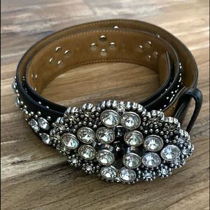 Justin Boots back leather belt with rhinestones